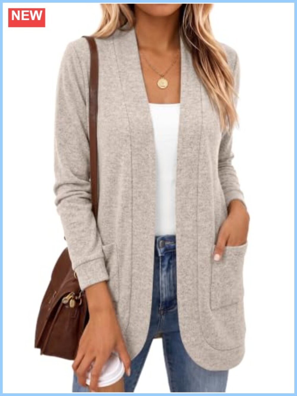 Lightweight Open Front Cardigan with Pockets for Women